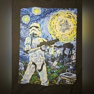 XL Mens Star Wars Stormtrooper Tee On Endor, Parody Of Van Gogh, Used